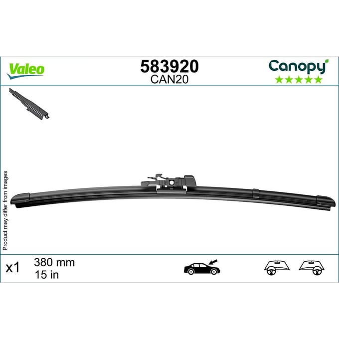 Wisserblad VALEO Canopy 583920, 380mm, Voor, 1 Stuk