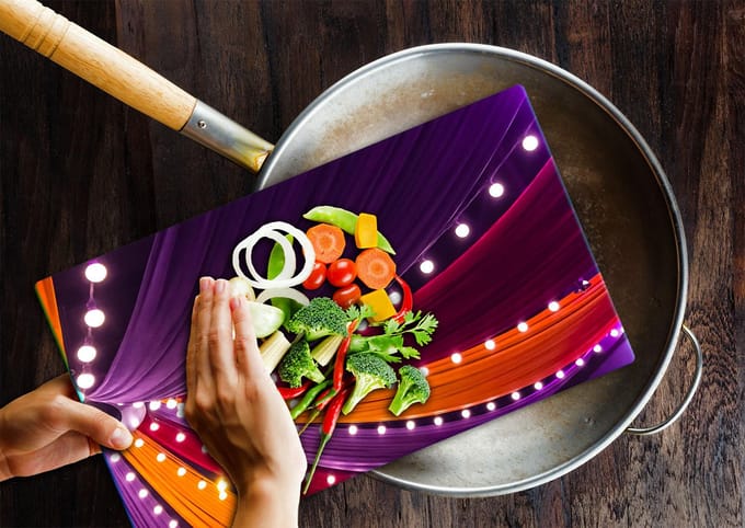 TMK ArtDeko - Snijplank - 52x30cm - Glazen - Veelkleurig