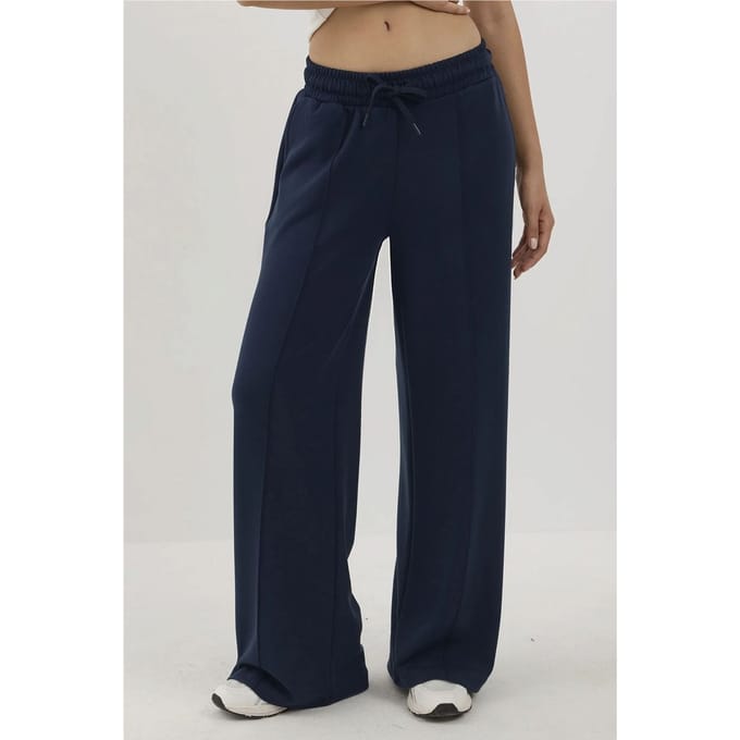 Ribbelgedetailleerde Zachte Touch Brede Pantalon