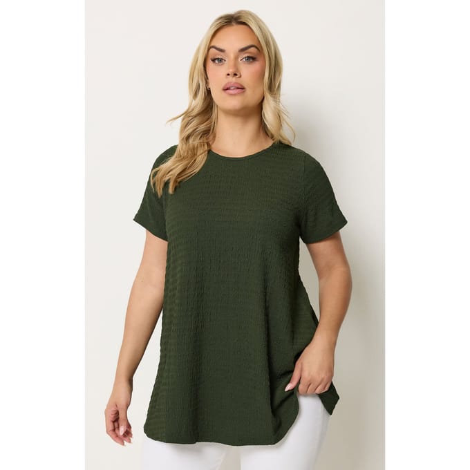Yours Kakigroen Getextureerde Swing Top Size 50-52