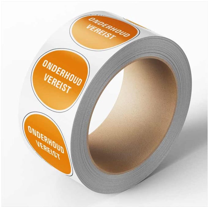 Onderhoud vereist sticker, oranje, 25 meter op rol 30 mm - 800 per rol