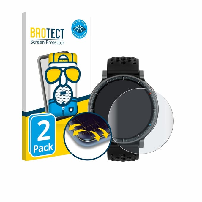 BROTECT - Screenprotector voor Amazfit Active Max - Folie Beschermfolie matte volledig dekking 2 Stuks