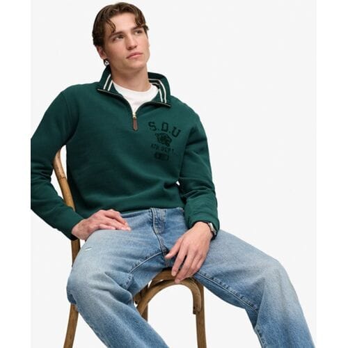 Superdry Tonal Sweatshirt Met Halve Rits Green Grootte: M