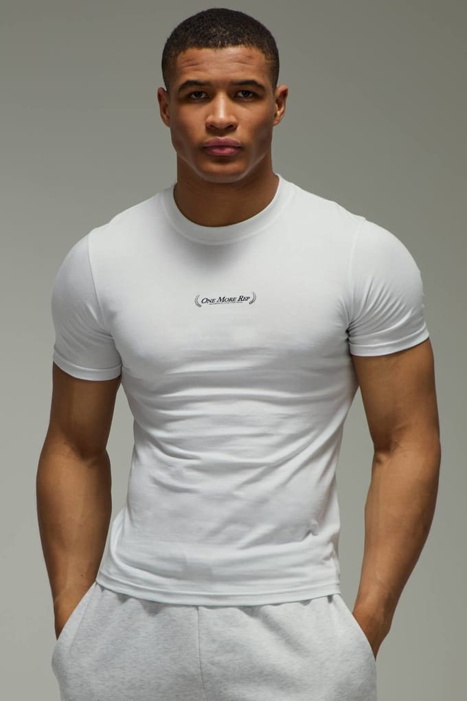 One More Rep Muscle Fit T-Shirt | White | Size Medium