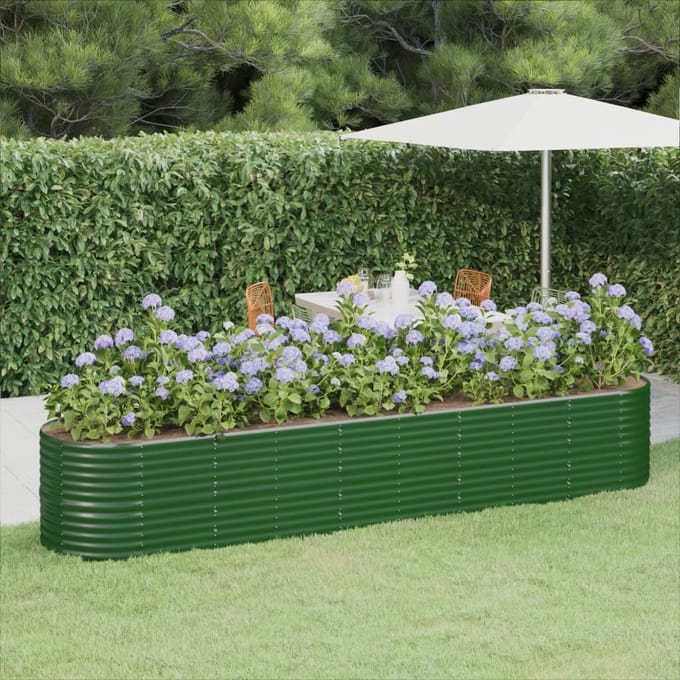 vidaXL - Plantenbak - 368x80x68 - cm - gegalvaniseerd - staal - groen