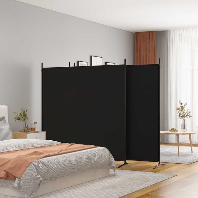 vidaXL - Kamerscherm - met - 4 - panelen - 698x180 - cm - stof - zwart