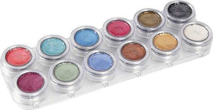 Grimas water make-up pearl pure 12 palette, 12x2,5 ml, parelmoer kleuren