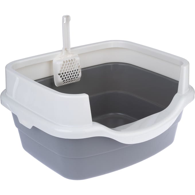 TIAKI Toiletbak Stormy donkergrijs/wit kat