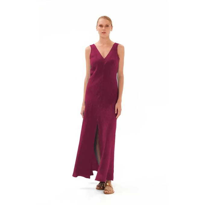 V-hals Jurk met Splitzoom Dames Haris Cotton Essentials