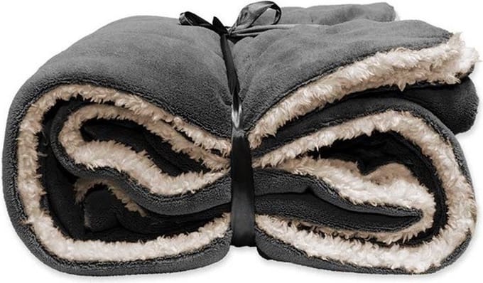 Unique Living - Pluche plaid/deken Lars - antraciet grijs - polyester - 150 x 200 cm
