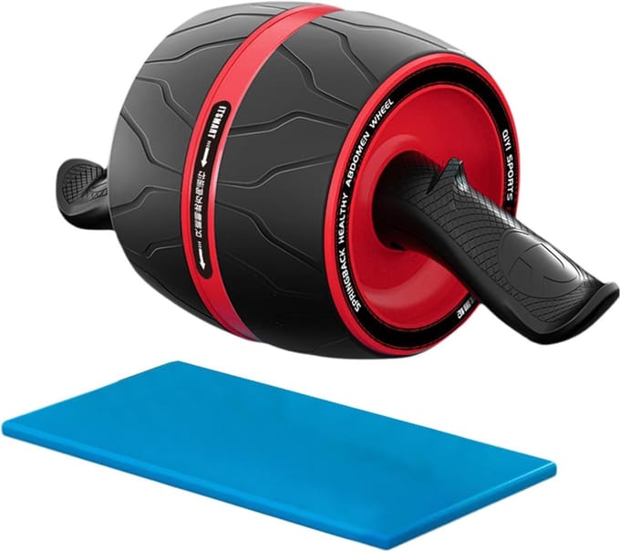 Buikspiertrainer - Buikroller trainingsapparaat - Gerichte spieropbouw - Slim terugstelsysteem - Compact ontwerp - Rood