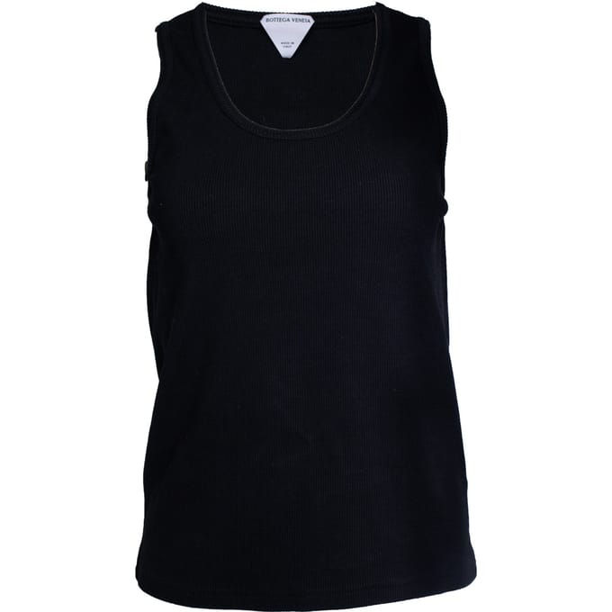 Bottega Veneta, geribbelde tanktop in zwart