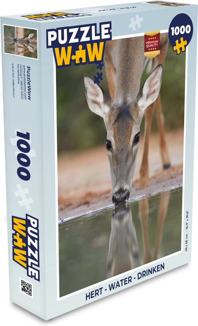 Puzzel Hert - Water - Drinken - Legpuzzel - Puzzel 1000 stukjes volwassenen
