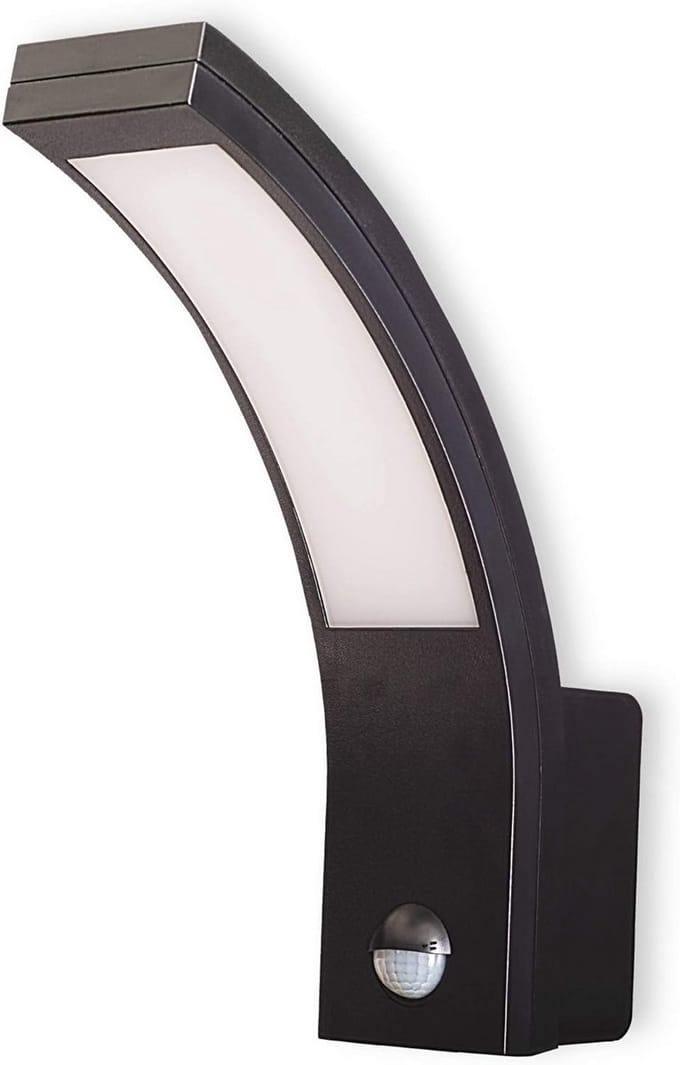 Zwarte LED Wandlamp Buiten met Bewegingsmelder en Schemersensor - IP54
