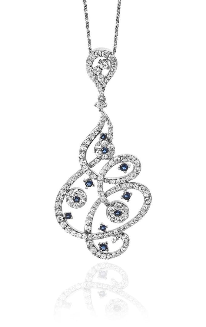 Orphelia Silver 925 Zh-7039 Pendant With Chain Blue/White Zirconium