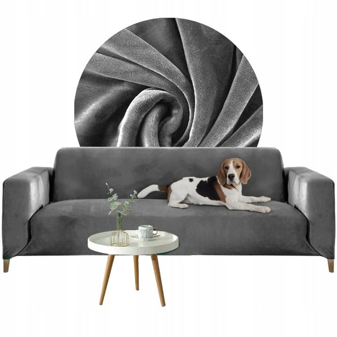 Grijze Velours Sofahoes 3-Zits (190-230cm) - Stijlvol & Praktisch