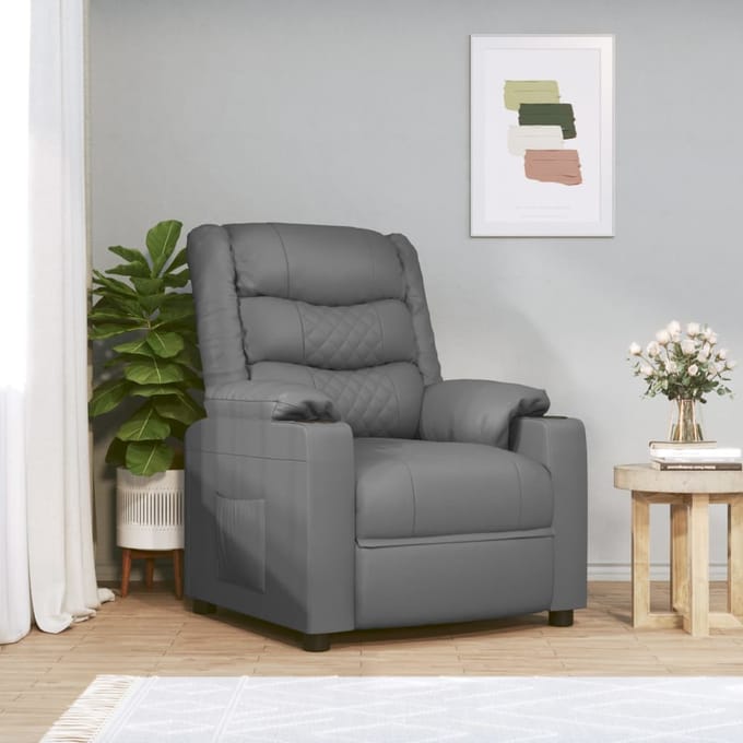 vidaXL Massagestoel elektrisch kunstleer grijs