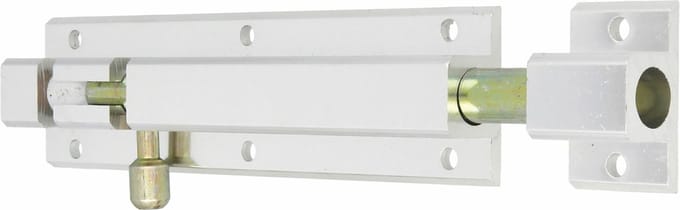 AMIG schuifslot/plaatgrendel - aluminium - 15cm - wit - incl schroeven - deur - raam