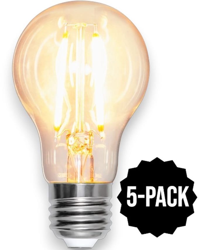 5-Pack | Standaard bol lamp - E27 - 8W - Extra Warm Wit - 2700K - Filament - Helder
