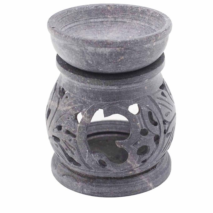 Kleine zeepstenen oliebrander 8 cm - Om