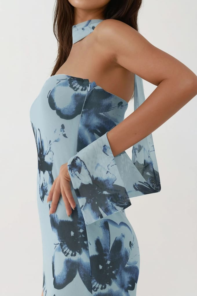 Strapless Bloeiende Bodycon Maxi Jurk