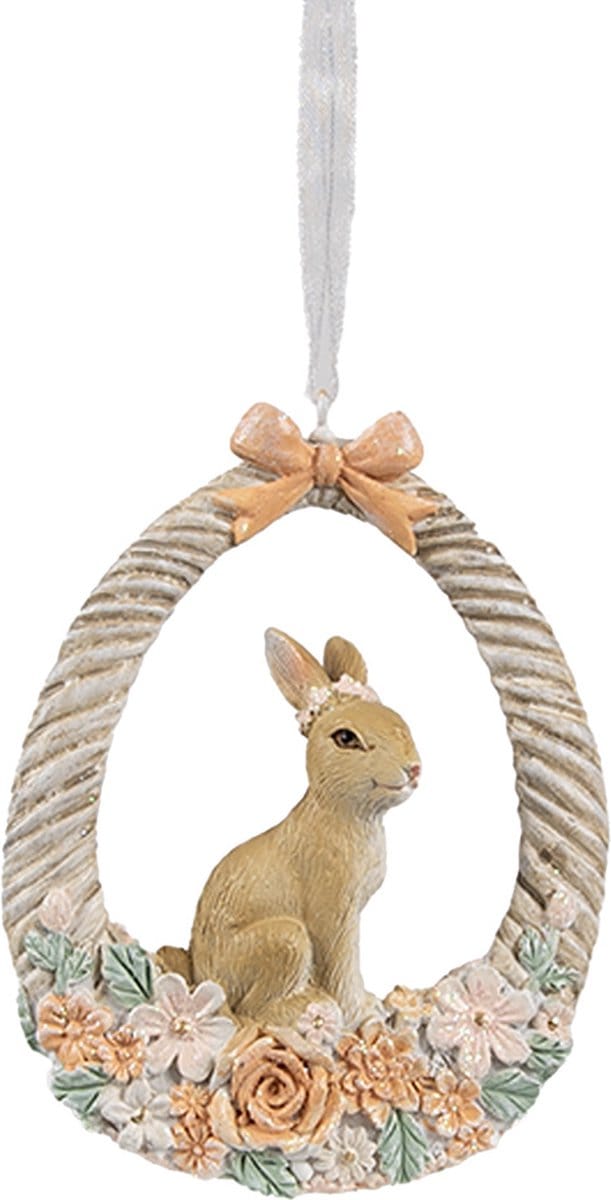 Clayre & Eef Paashanger Konijn 7x2x10 cm Beige Kunststof
