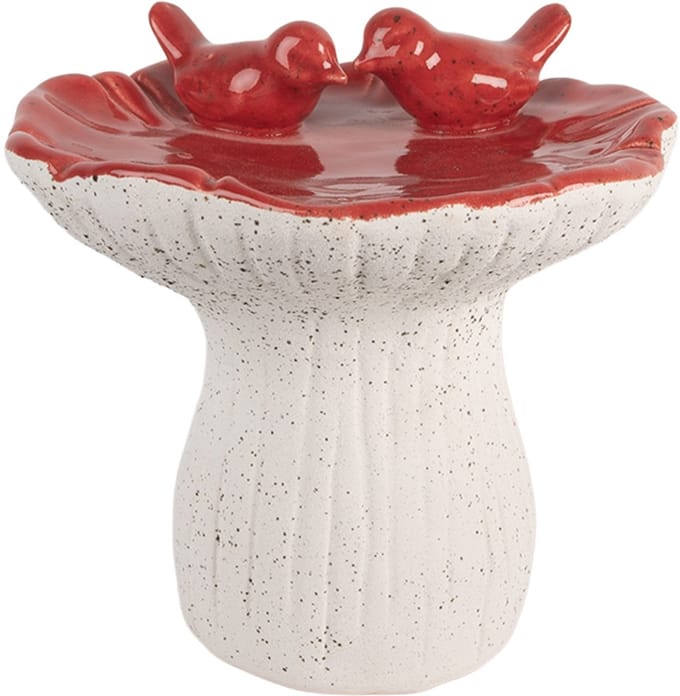 Clayre & Eef Decoratie Beeld Paddenstoel Ø 19x18 cm Wit Rood Terracotta Herfst decoratie