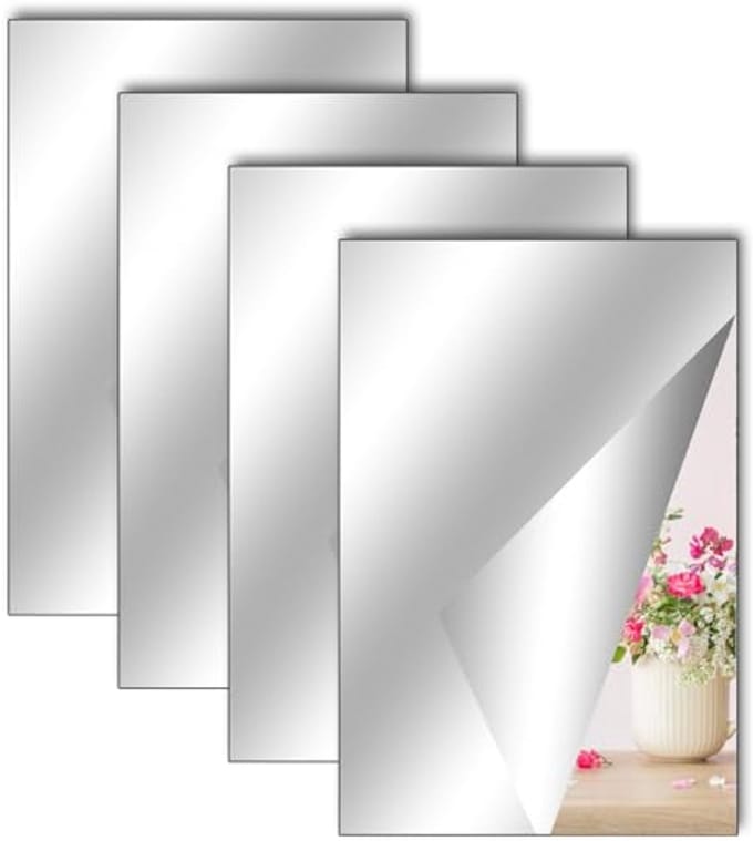 Set van 4 Zelfklevende Acryl Spiegelstickers - Flexibele Spiegel voor Thuis en School