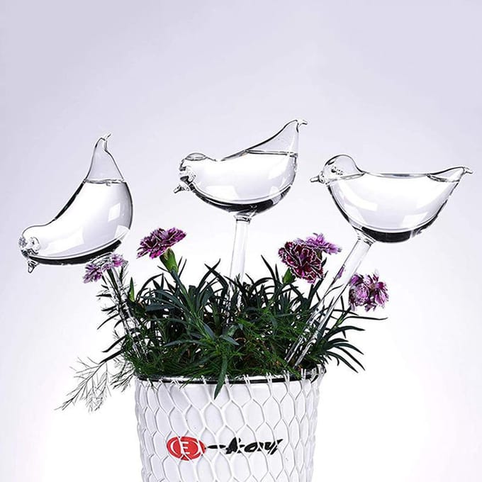 Plantenbewateraar Zelfbewaterende Bollen Vorm van een Vogel Handgeblazen Heldere Aqua Bollen