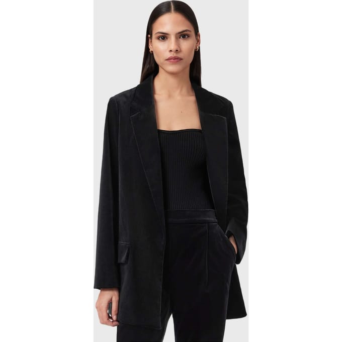 AllSaints Aleida Vel Blazer Black Größe: 12 | Blazer Outlet | Damen | Schwarz