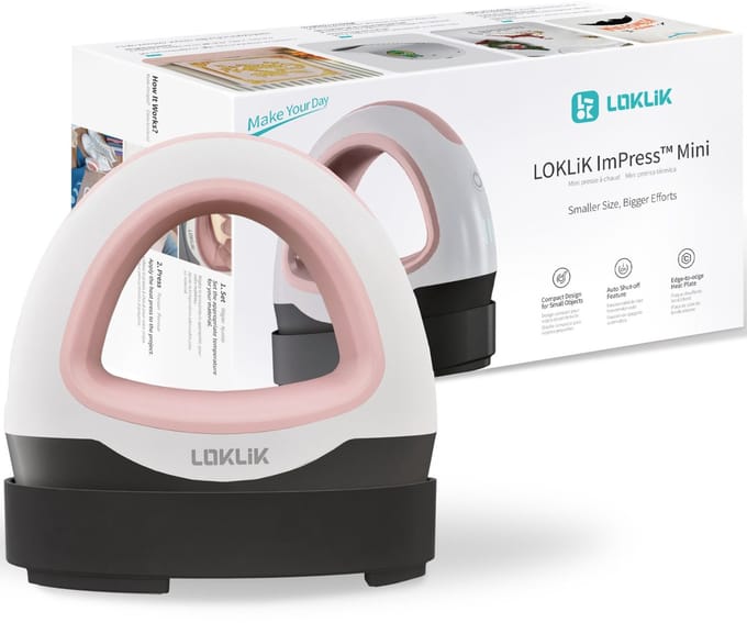 LOKLiK Mini Hittepers Compacte Warmtepers Opstrijkbaar Textiel Print - Roze