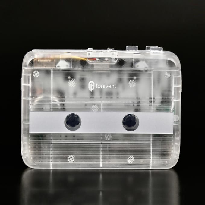TONIVENT Draagbare BT Cassettespeler Stereo Auto Reverse Mini Transparante Cassettespeler & FM Radio transparant