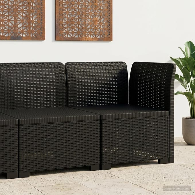 vidaXL - Eén-zits - Tuin - Sofa - Rieten - Look - PP - Antraciet