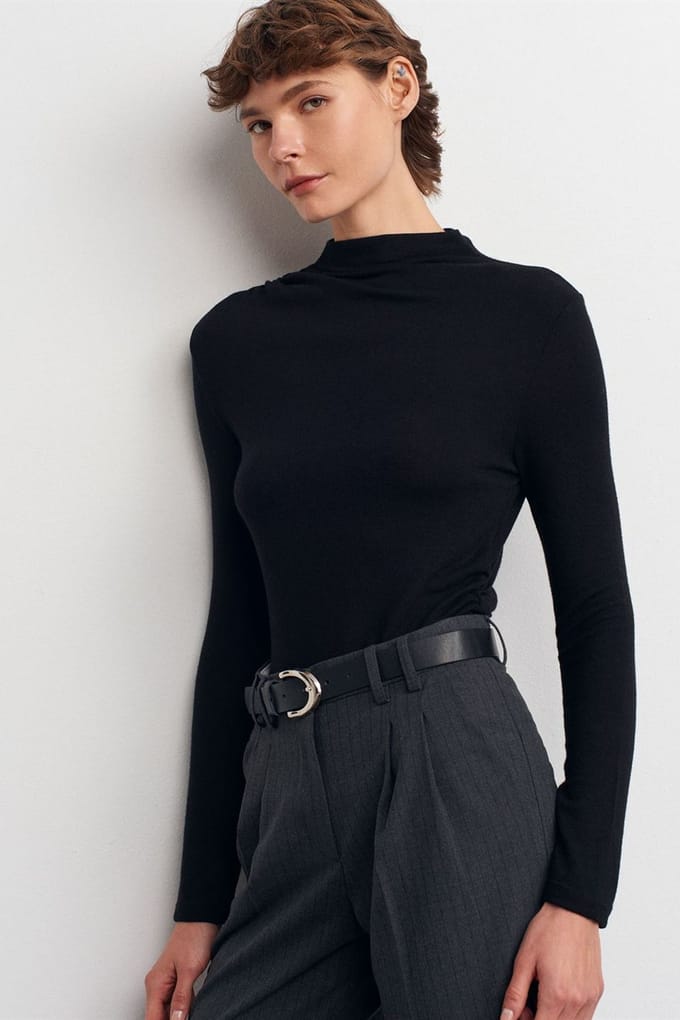 Geribbelde Slim-Fit Halve Colblouse