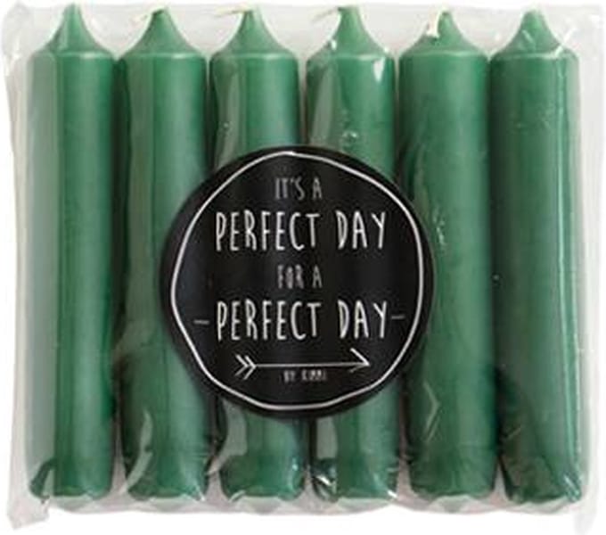 Rustik Lys - Giftset dinerkaarsen 'Rustik Lys' (Bottle Green, Set van 6)