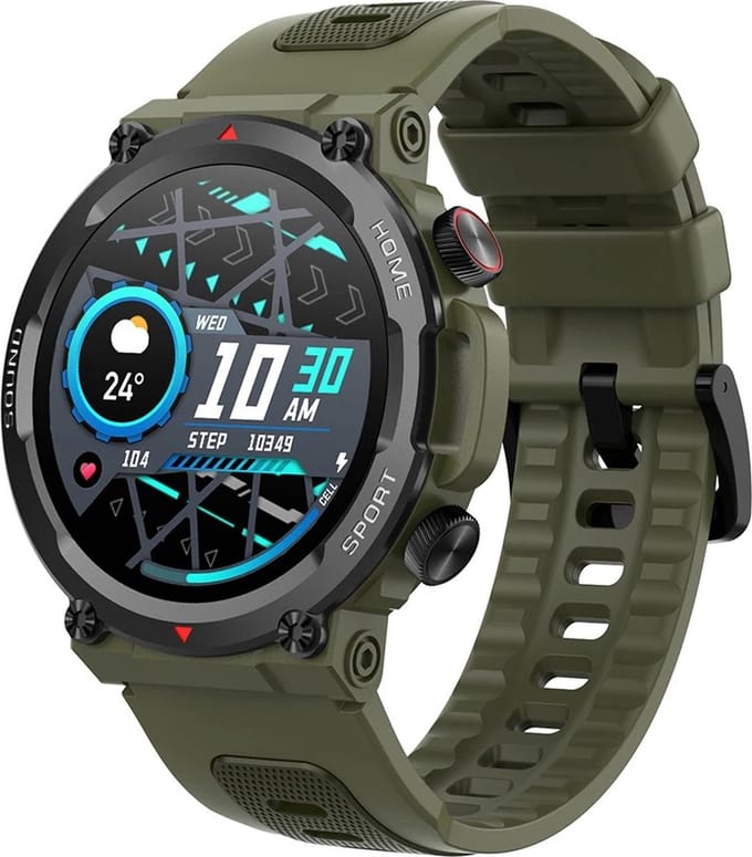 DrPhone PureSport - Multifunctionele Smartwatch - Hartslag/Bloedzuurstof/Slaapbewaking - Bluetooth-oproep – Bluetooth 5.2 – IP67 – Zwart/Groen