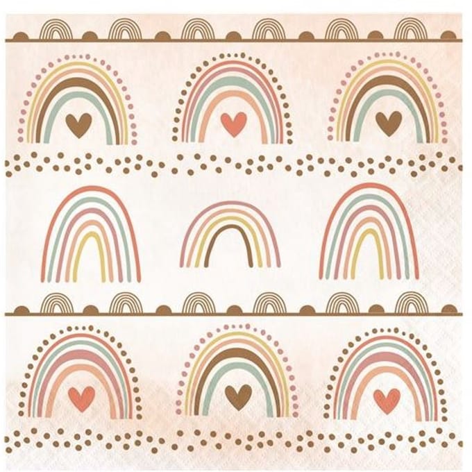 Servetten Boho rainbow 33 x 33 cm - 16 st