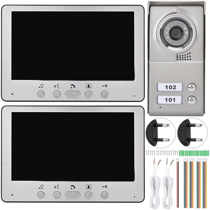 7-inch Appartement 2 Units Bekabeld Video Deurintercom Visueel Toegangsintercom Systeem110-