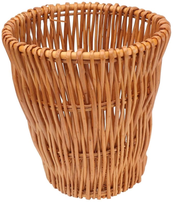 Stapelbare Prullenbak - Rotan Vuilnisbak - Thuisdecoratie - Handgeweven Design - 28x26cm - Beige