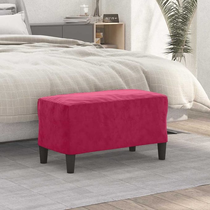 vidaXL - Bankje - 70x35x41 - cm - fluweel - wijnrood