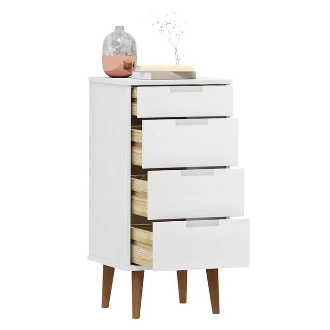 vidaXL - Ladekast - MOLDE - 40x35x82 - cm - massief - grenenhout - wit