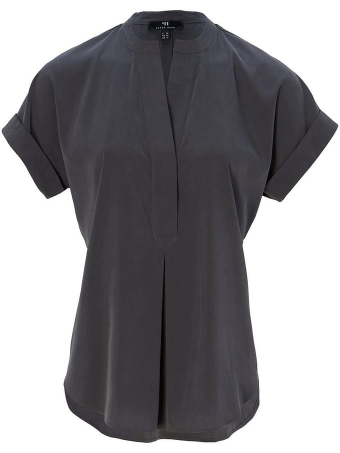 Shirtblouse korte om­slagmouwen Van Peter Hahn grijs