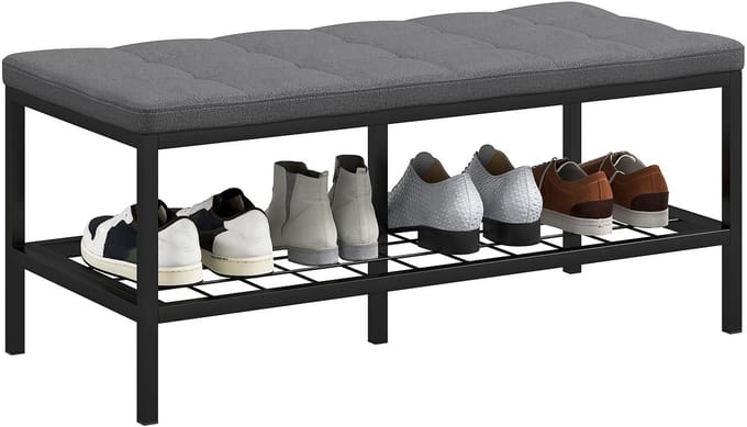 HOMCOM-Schoenenbank-Linnen (100% polyester)-90x41x40cm-Grijs
