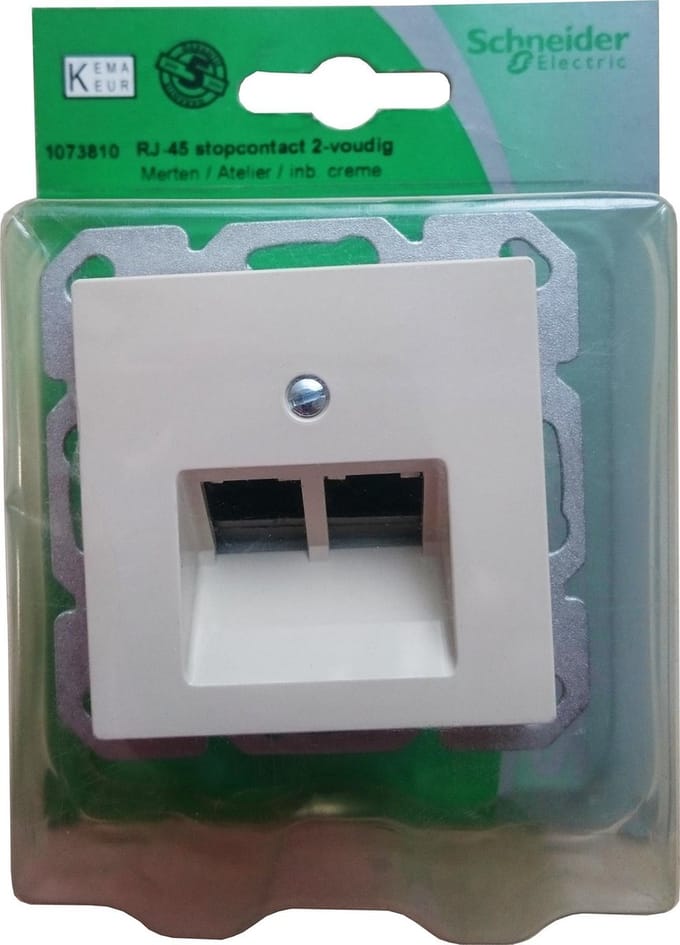 MERTEN type Atelier - 2 voudig RJ45 - Wandcontactdoos - Inbouw - Crème