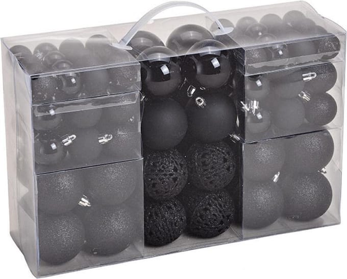 Kerstballen set Zwart 100st.