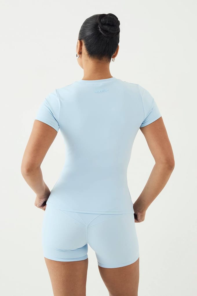 Dames Dsgn Studio Ultra Sculpt Korte Mouw Top | Light Blue | Maat: XL
