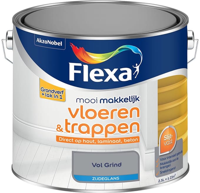 Flexa - Mooi Makkelijk Vloeren & Trappen Zijdeglans - Vol Grind - Mengverf - 2,5 L
