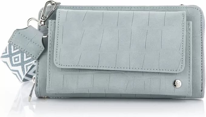 Portemonnee/Tasje Croco - Met telefoonvak/schouderband - Blauw
