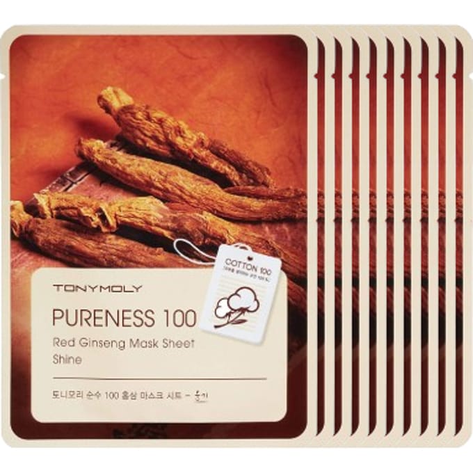 Tonymoly - Pureness 100 Mask Sheet - Red Ginseng (10elk) Set