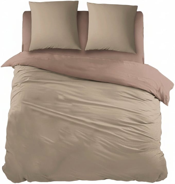Sleepnight Dekbedovertrek Flanel Double Face Beiges - 200 x 200/220 cm + 2 kussenslopen - [Beige,Taupe]